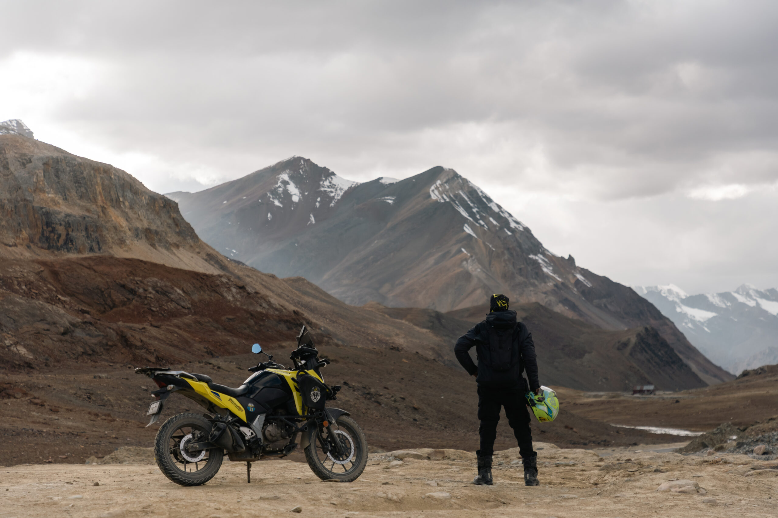 Rider facing the mountains